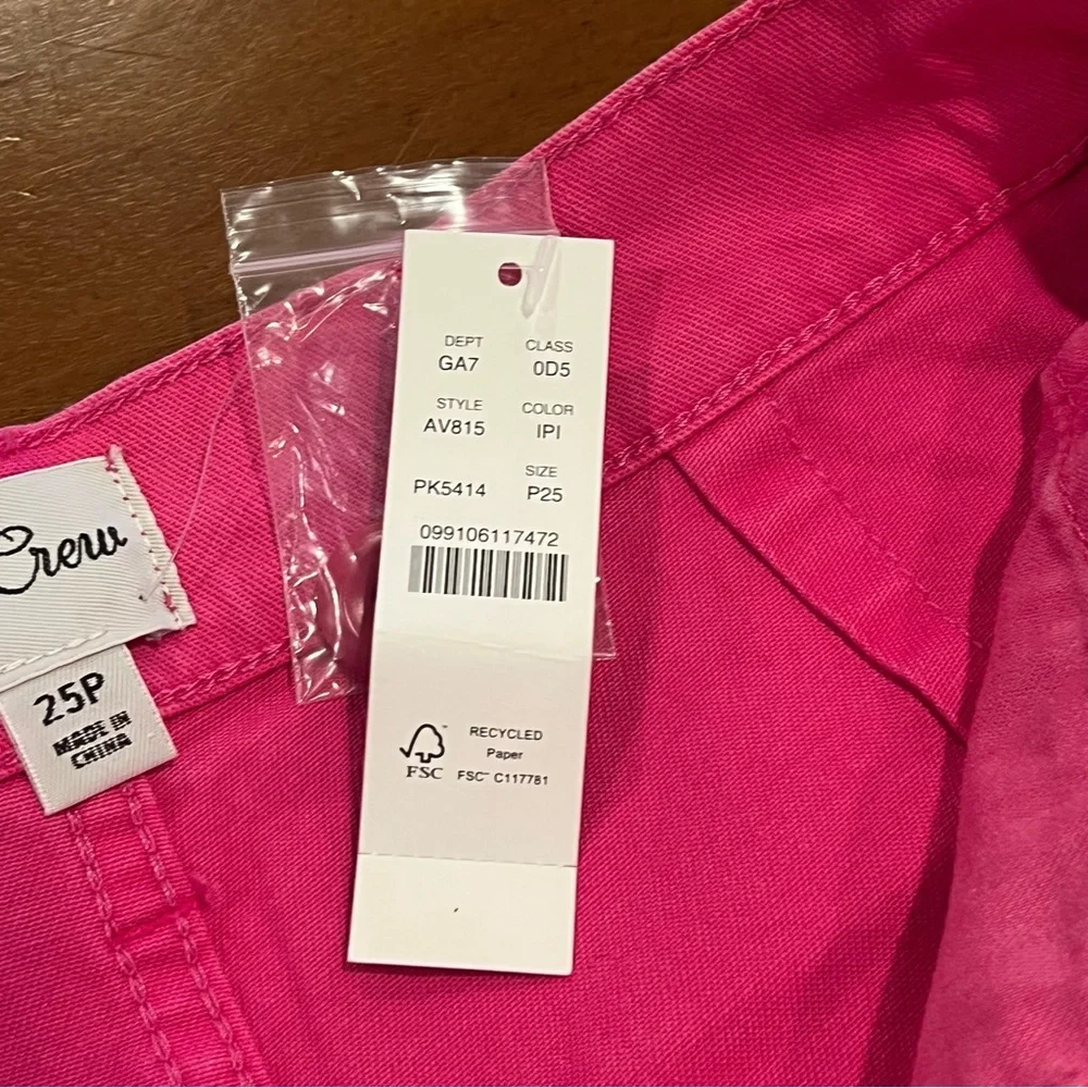 NEW J.Crew Women’s Slim Wide Leg‎ Crop Pant Intense Pink 25P Petite Barbiecore
